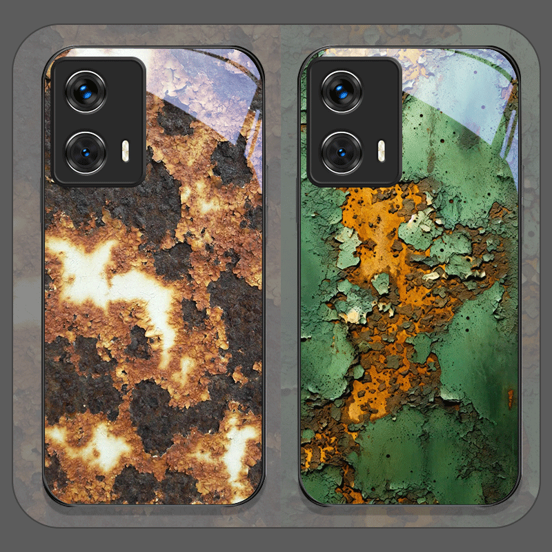 Phone Cases Metal - Creative Rusty Metal Surface Pattern Tempered