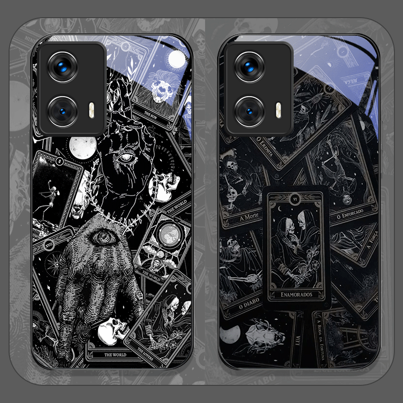 Phone Cases Motorola - Vintage Gothic Tarot Cards Printed Tempered