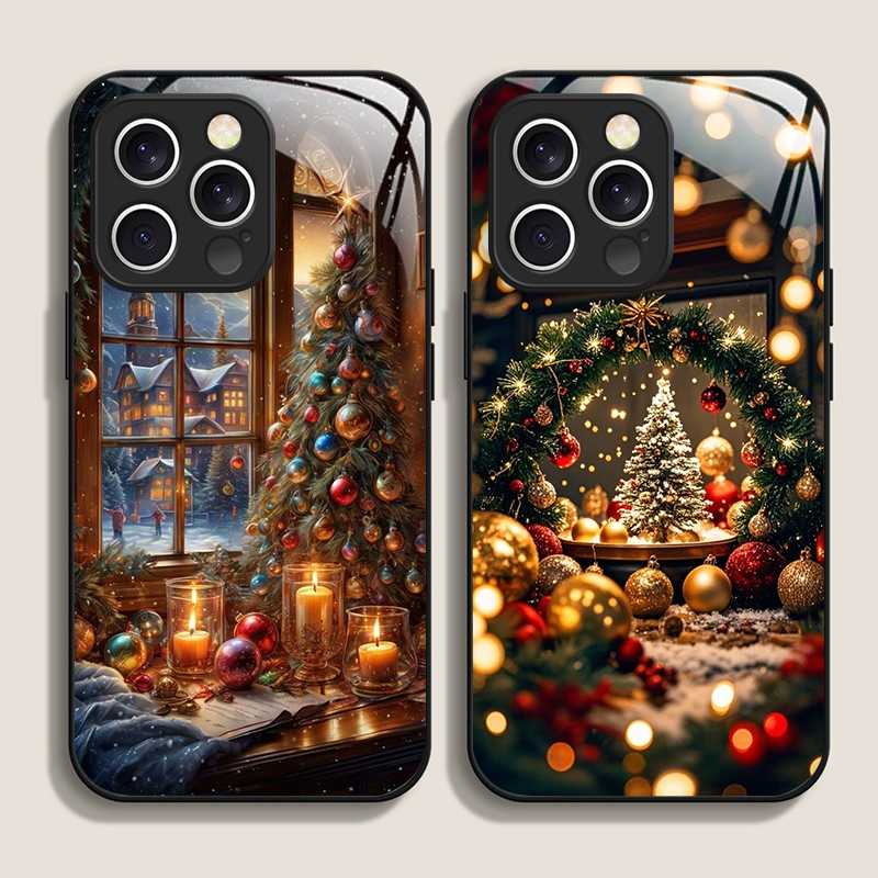 Phone Cases Iphone 16 - Christmas Tree Gift Snowy Town Scenery