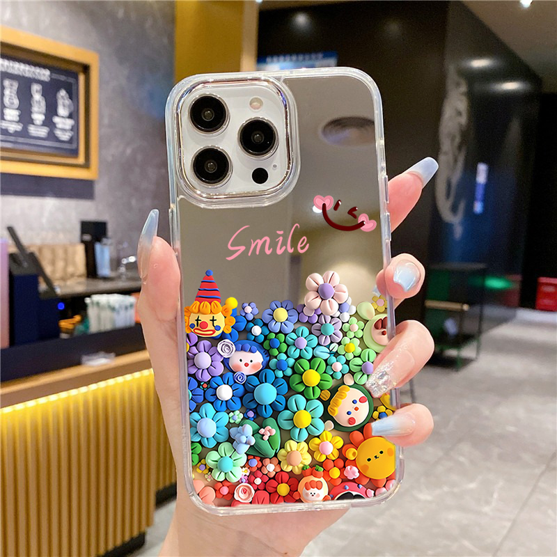 Cute Flower Makeup Mirror Phon - Phone Cases Aesthetic ulasan dan harga