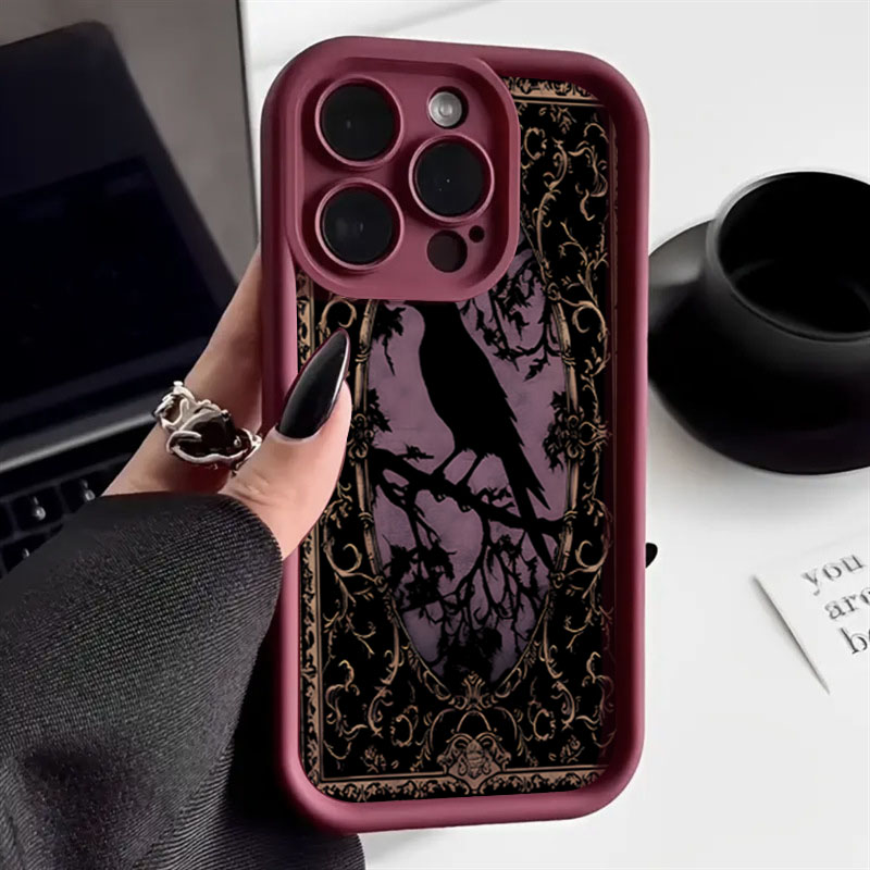 Aesthetic Black Crow Pattern W - Phone Cases Aesthetic ulasan dan harga