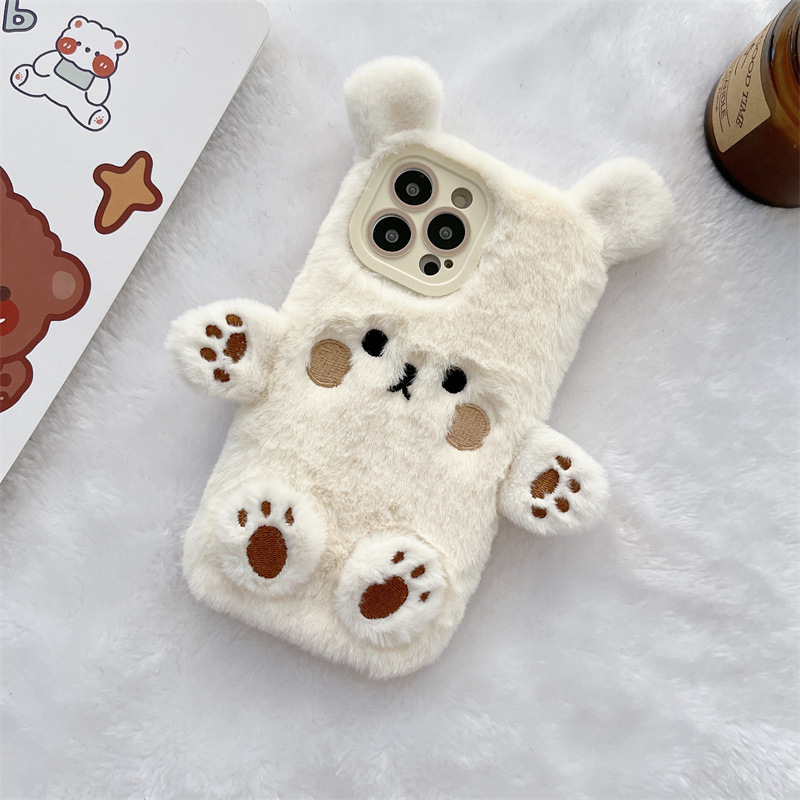 Korean 3D Cartoon Bear Fluffy  - Phone Cases Iphone 16 ulasan dan harga