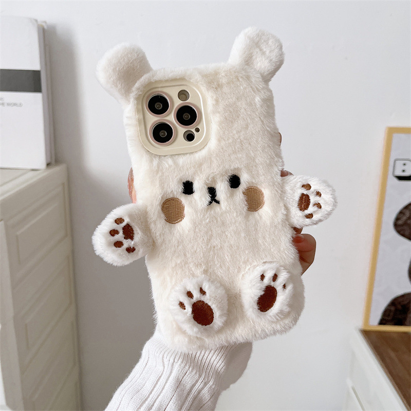 Korean 3D Cartoon Bear Fluffy  - Phone Cases Iphone 16 ulasan dan harga