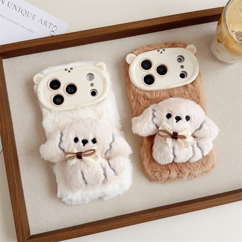 3D Cartoon Bowknot Puppy Warm  - Phone Cases Iphone 16 ulasan dan harga