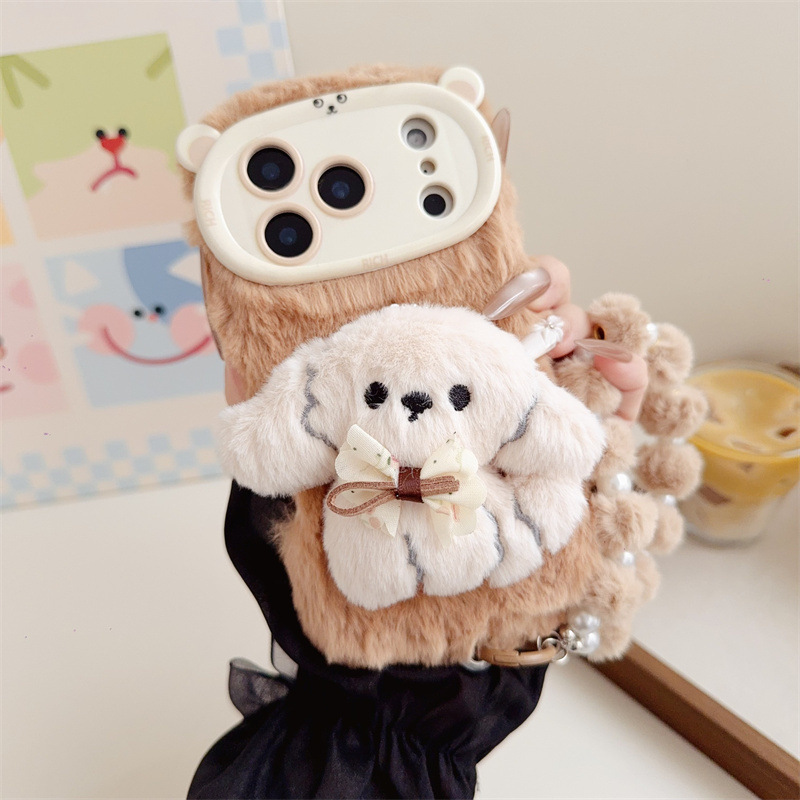 3D Cartoon Bowknot Puppy Warm  - Phone Cases Iphone 16 ulasan dan harga