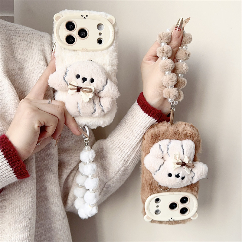 3D Cartoon Bowknot Puppy Warm  - Phone Cases Iphone 16 ulasan dan harga