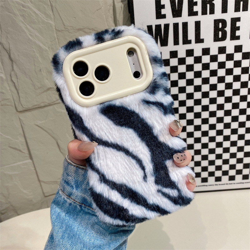 Luxury Zebra Pattern Fluffy Pl - Phone Cases Iphone 16 ulasan dan harga