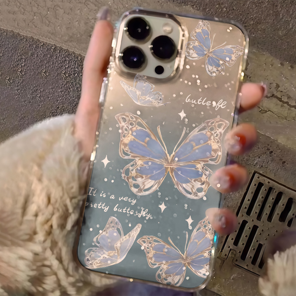 Luxury Blue Butterfly Clear Gl - Phone Cases Otterbox ulasan dan harga