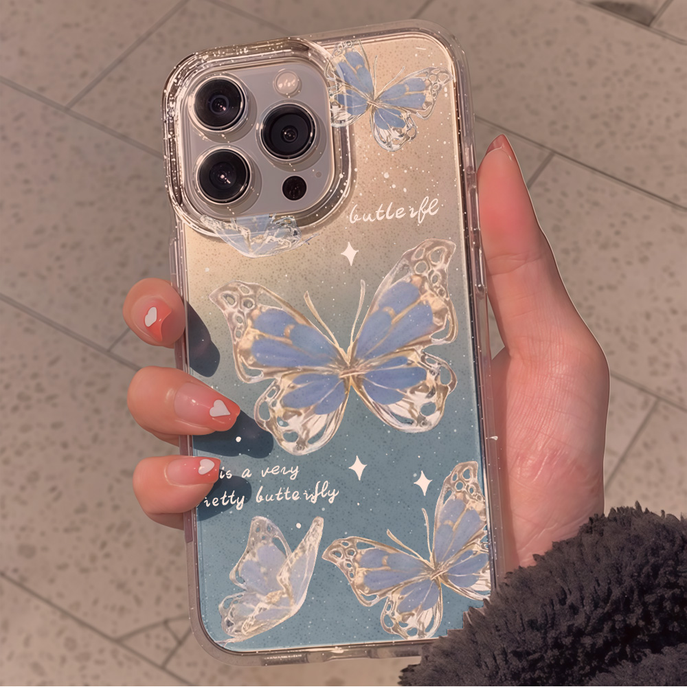 Luxury Blue Butterfly Clear Gl - Phone Cases Otterbox ulasan dan harga
